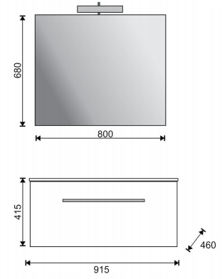 MOBILE BAGNO SOSPESO "KIO" CON LAVABO E SPECCHIO CM. 90